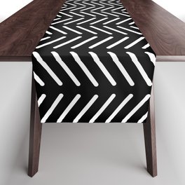 Classic Herringbone Pattern (white/black) Table Runner