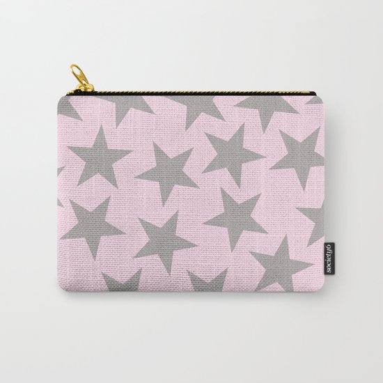 Grey stars on pink background pattern Carry-All Pouch