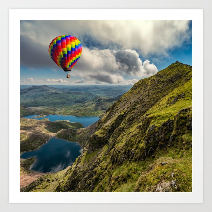 Snowdon Hot Air Balloon Art Print