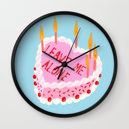 Leave Me Alone Wall Clock | Sweet, Sarcastic, Drawing, Leavemealone, Mood, Girly, Digital, Retro, Blue, Cake 