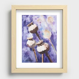 Poppy Pods Watercolour Painting by Monika Recessed Framed Print
