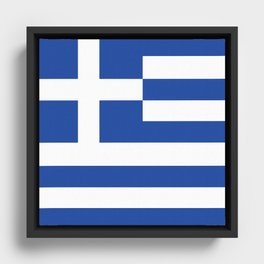 Greece Flag Print Greek Country Pride Patriotic Pattern Framed Canvas