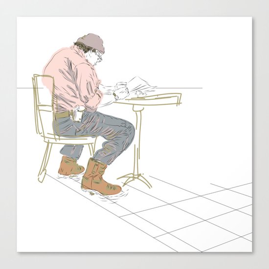 Drinking Coffee doing a Crossword Canvas Print