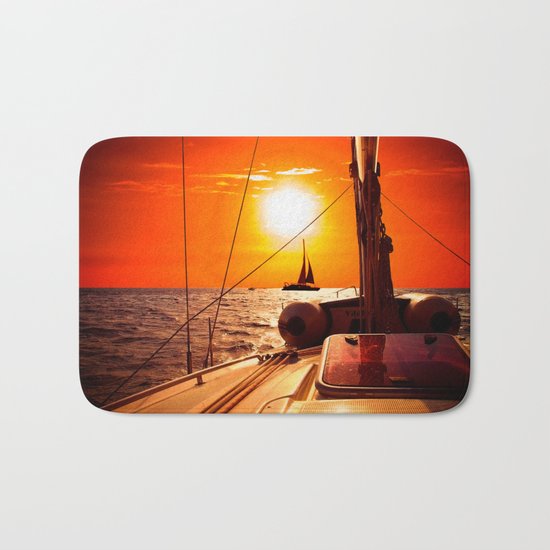 Yacht at Sunset Bath Mat