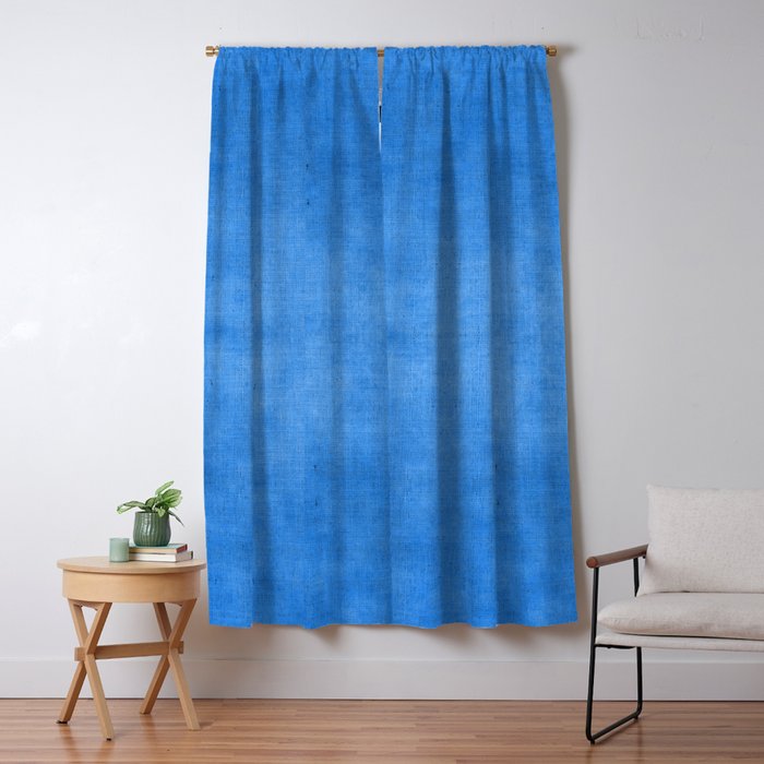 Exotic Moroccan Indigo Blue Burlap Texture Blackout Curtain By