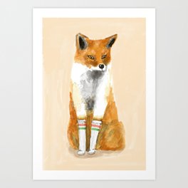 Fox with Socks Art Print