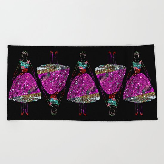 Audrey OZ Stardust Pink Glitter Dress Beach Towel