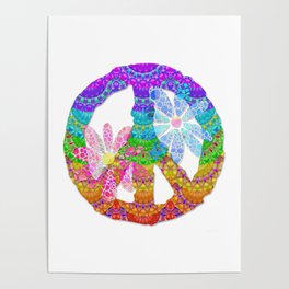 Sweet Peace - Colorful Mandala Art by Sharon Cummings Poster