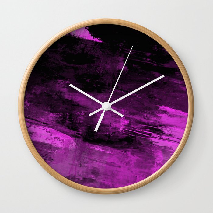 Purple Haze - Abstract, purple and black painting Wall Clock
