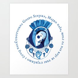 Holy Mary Gospa Sinjska Catholic Christian Croatian language Stella Maris Salve Regina Marian Print Art Print