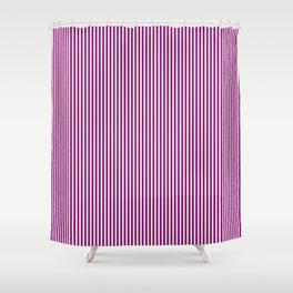 [ Thumbnail: Beige & Purple Colored Stripes Pattern Shower Curtain ]