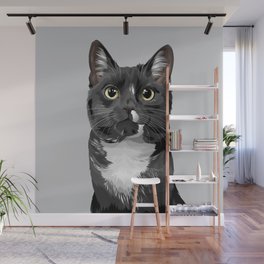 Tuxedo Cat Portrait Wall Mural