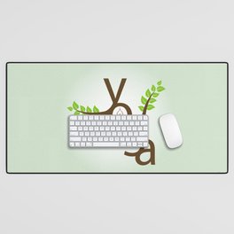 YOGA meditation and sun salutation stylized typography Desk Mat