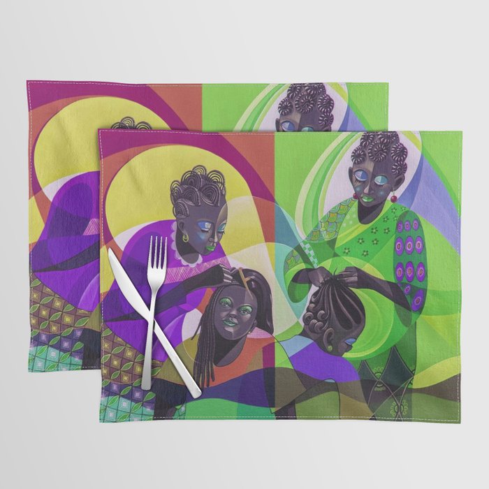 The hairdressers No. 2, African American masterpiece portrait painting Placemat