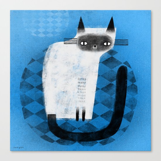 SIAMESE ON BLUE Canvas Print