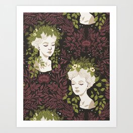 Secret Garden Goddess Planter - Dark Forest  Art Print