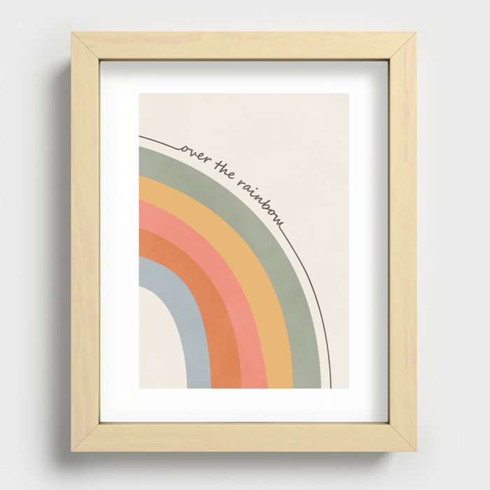 Retro Boho Rainbow with Quote Recessed Framed Print