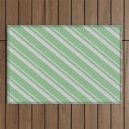 [ Thumbnail: Light Grey & Dark Sea Green Colored Stripes Pattern Outdoor Rug ]