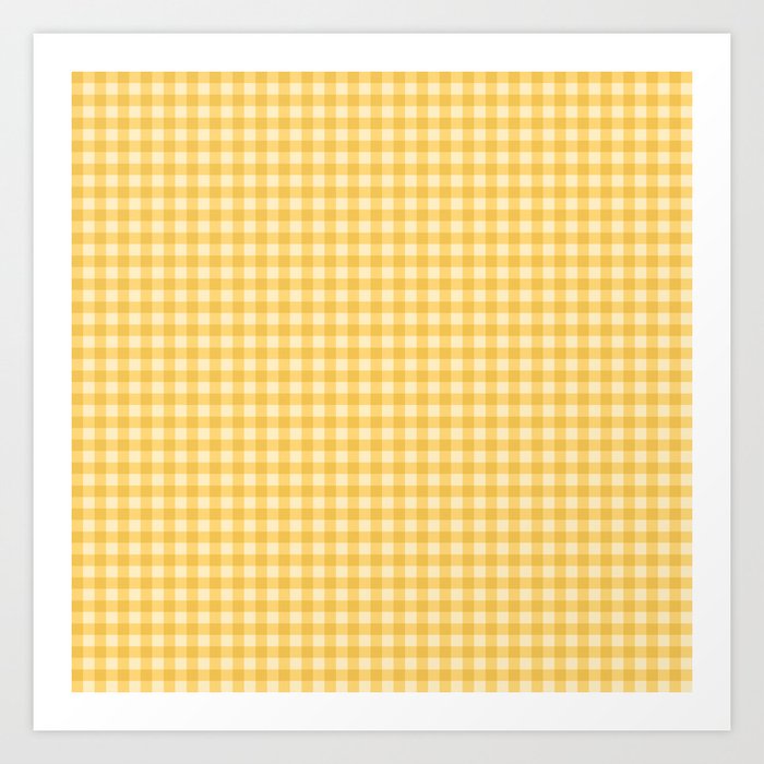 Gingham Plaid Pattern - Sunshine Yellow Art Print