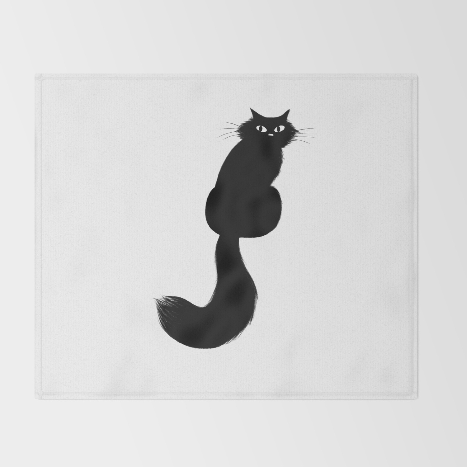 Longhaired Black Cat Throw Blanket By Mylifeisacartoon Society6