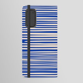 Natural Stripes Modern Minimalist Pattern in Bright Blue and Cream Android Wallet Case