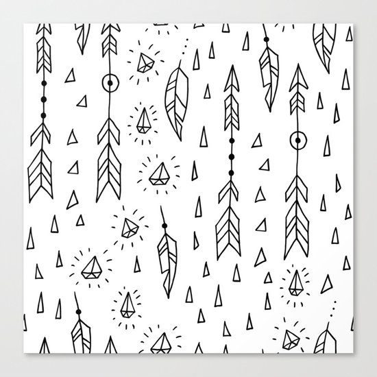 Diamonds, arrows & feathers Canvas Print
