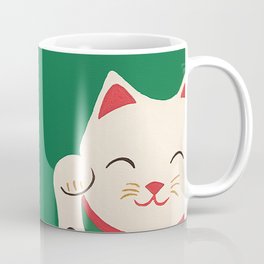 Green Lucky Cat Maneki Neko Coffee Mug