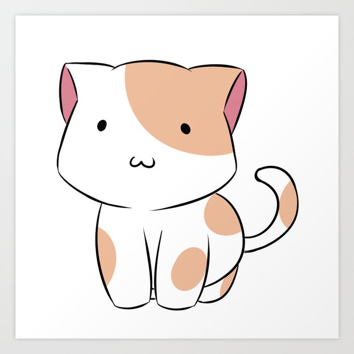 Kawaii Kitty Cat Art Print by HoneyBloom