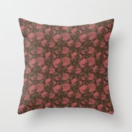 Ornamental Floral Print - Pink Throw Pillow