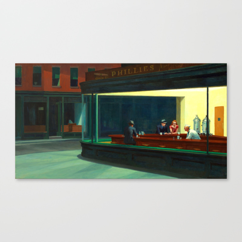 Nighthawks Painting Restored Edward Hopper Canvas Print By