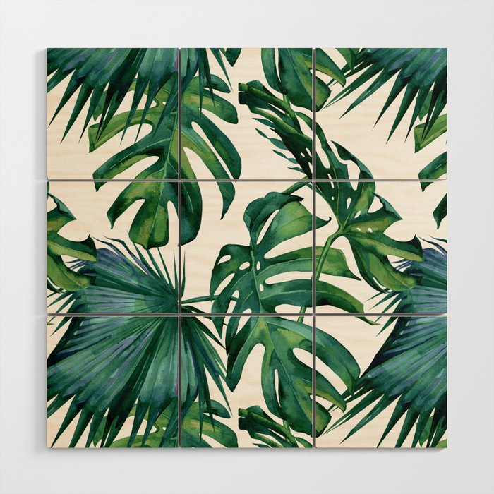 Classic Palm Leaves Tropical Jungle Green Wood Wall Art By Followmeinstead Society6