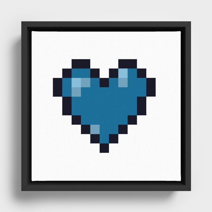 Pixel Heart 02 Framed Canvas