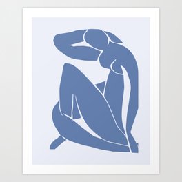 Blue Gray Matisse Nude, Blue Matisse Woman Art Print