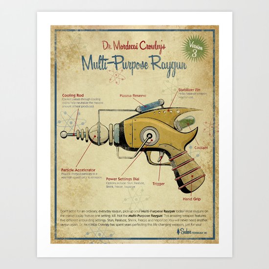 Retro Futuristic, Steampunk Raygun Art Print