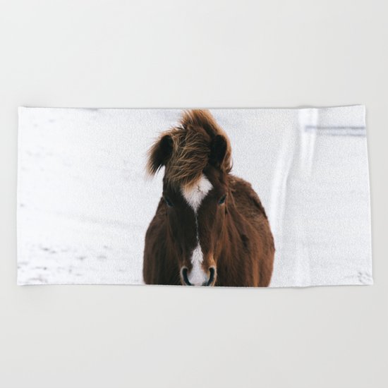 Snowy Horse Beach Towel
