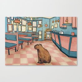 Capybara At The Diner Canvas Print