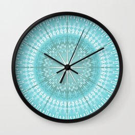 Turquoise White  | Modern Mandala Wall Clock | Aquamarine, Chevron, Turquoise, Geometric, Lightblue, Mandalatapestry, Vector, Aestheticdesigns, Mandala, Decorbedroom 