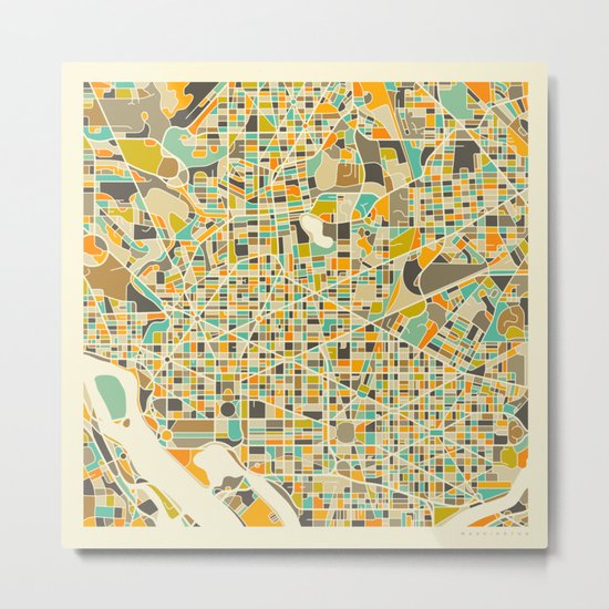 Washington DC Map Metal Print