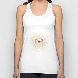 Hand-Drawn Butterfly and Golden Fairy Dust  Unisex Tank Top