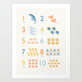 Sea Animals Numbers Art Print