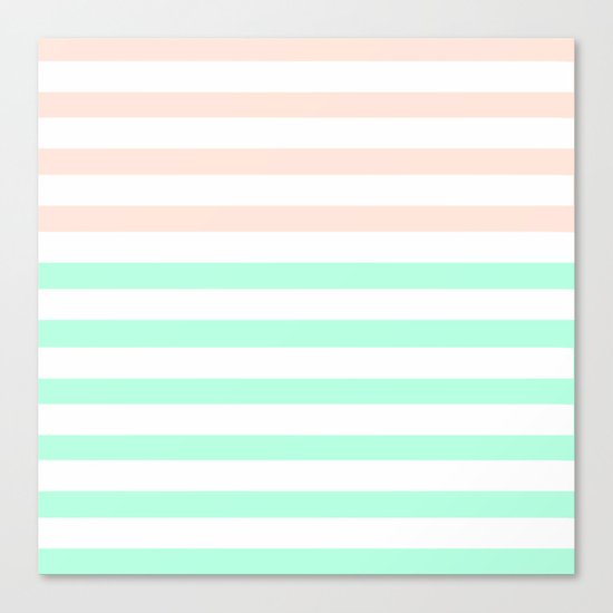 MINT & PEACH STRIPES Canvas Print