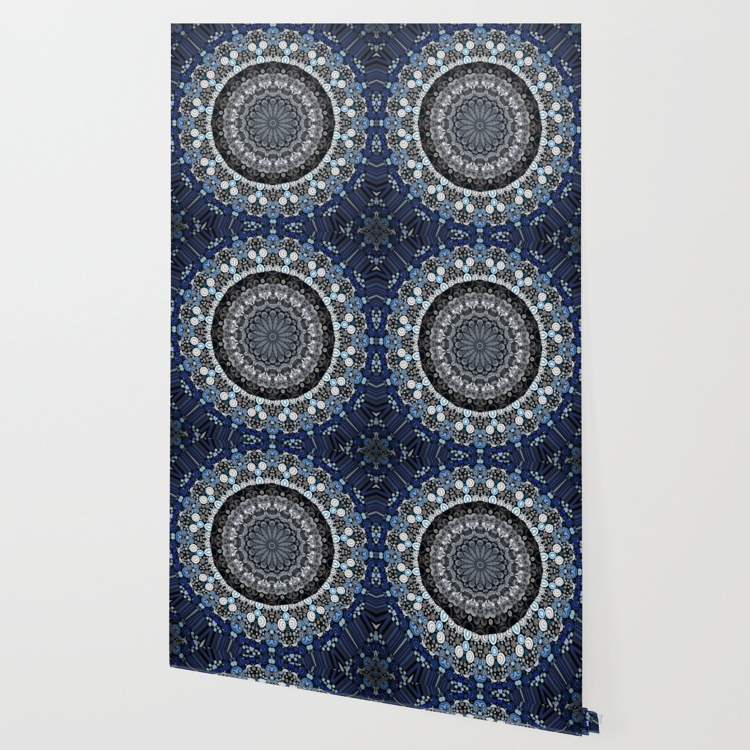 Dark Blue Grey Mandala Design Wallpaper By Artaddiction45 Society6