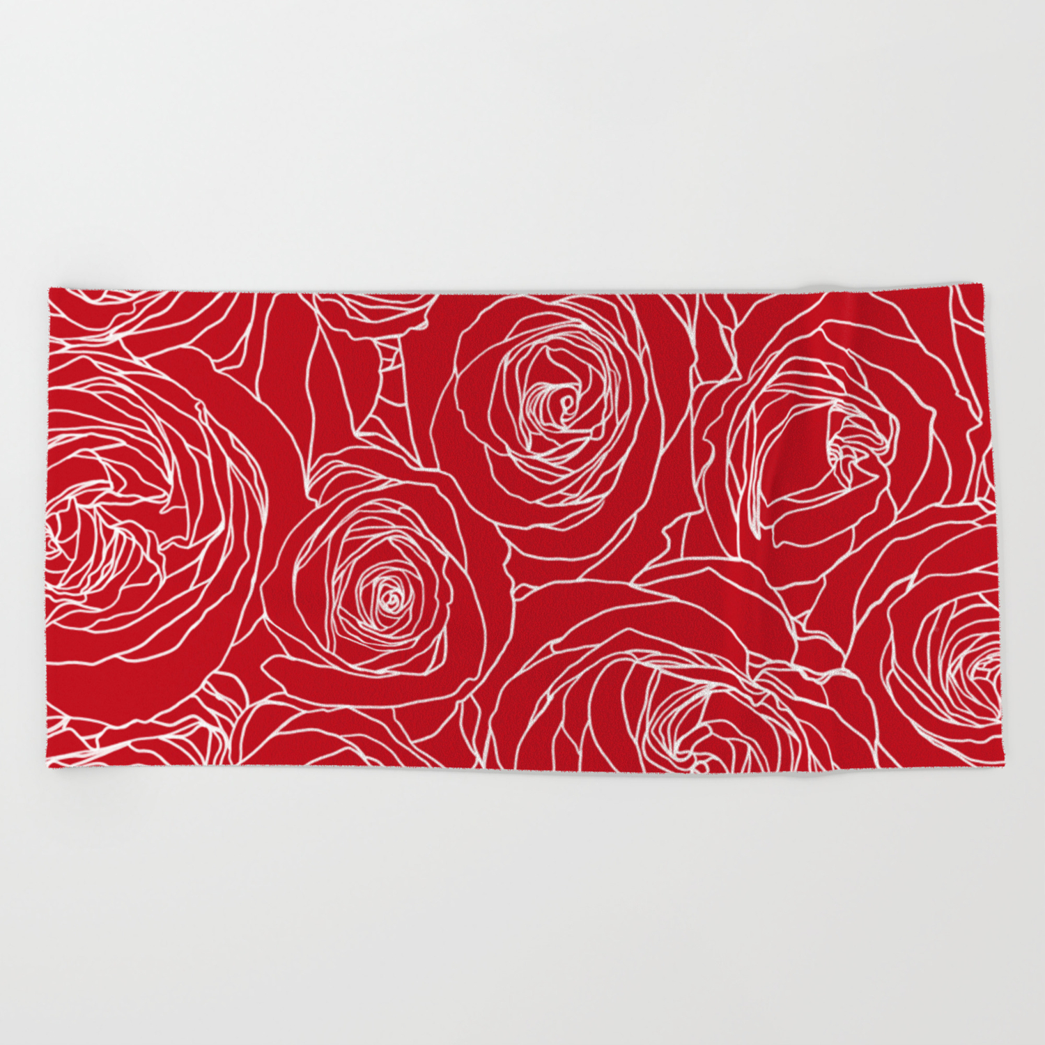 Holly Berry Red Rose Drawing Beach Towel By Colorpopdesign Society6