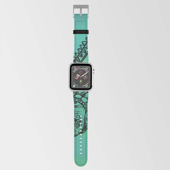 Alligator On A Swampy Green Background Apple Watch Band