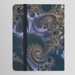 Navy Blue Gold Magical Fractal Design iPad Folio Case