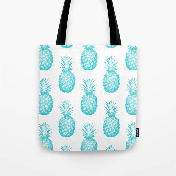 Teal Pineapple Tote Bag