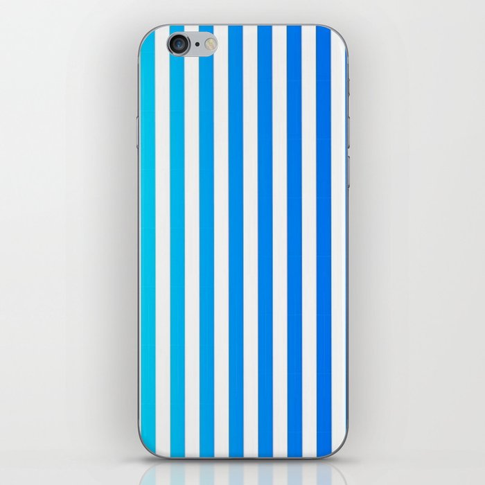 Ombre Stripes On White Aqua Blue Vertical iPhone Skin