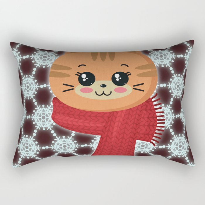winter cat Rectangular Pillow