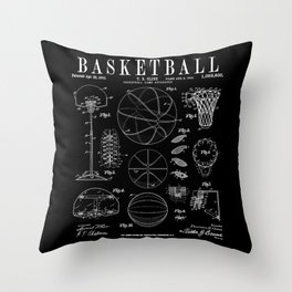 Basketball Old Vintage Patent Drawing Print Throw Pillow