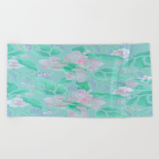 Soft Spring Floral Beach Towel